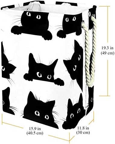 Indomer Black Cats olhando para fora do canto 300d Oxford PVC Roupas à prova d'água cesto de roupa grande para cobertores Toys no quarto