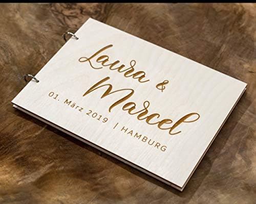 Mylifemylove Wood Wedding Wedding Book Nomes e Date Date Wedding Guest Book Custom Sign Book Presente de casamento A4