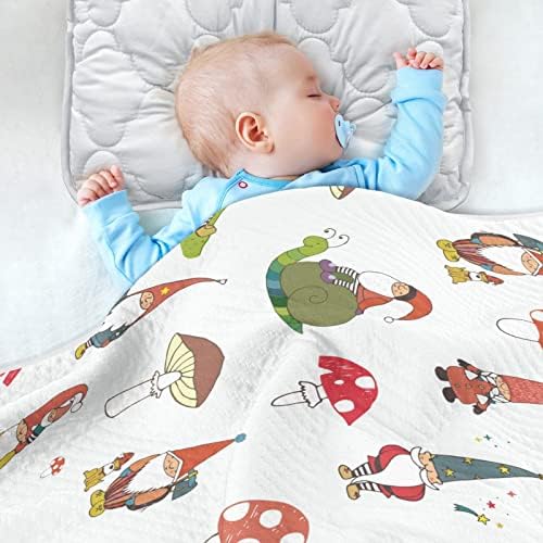 Cobertor de gnomo gnome elf algodão cobertor de algodão para bebês, recebendo cobertor, cobertor leve e macio para berço, carrinho,