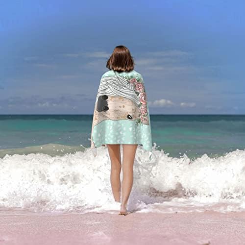 Toalha de praia de microfibra Fullet O lindo cobertor de cavalo, toalha de piscina de banheiro à prova de areia para camping