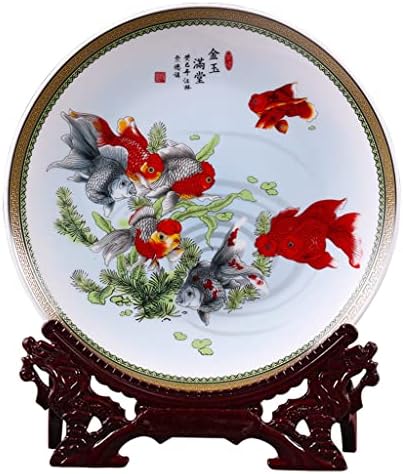 Lysldh Jingdezhen Cerâmica Goldfish pendure pendurar prato de prato de prato de porcelana MEtopa de placa decorativa