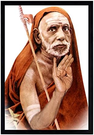 KANCHI MAHAPERIYAVA JI FOTO DE FOTO | Jagadguru Shri Chandrasekharendra Saraswati Mahaswamigal sacudindo um tamanho de moldura de um bastão de tamanho de quadro