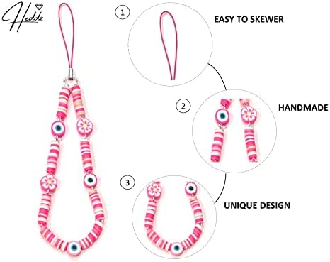 Heddz rosa acrílico picada de miçangas para design de telefone e strings crossby de strapsby de strape e made