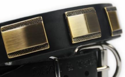 Dean e Tyler Brass Style Dog Collar - Hardware de níquel - preto - tamanho 32 x 1 1/2 Largura. Cabe tamanho do pescoço de