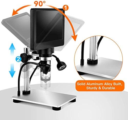 Microscópio digital de 7 LCD Microscópio 1200x 12MP Microscópio de moeda para adultos Câmera de vídeo com 10 luzes LED LUZES PCB Solding
