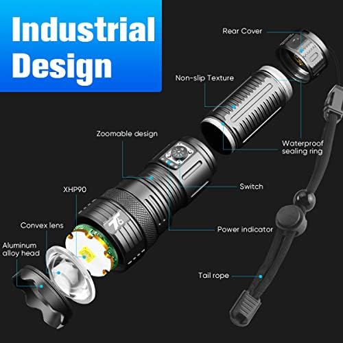 T6 lanternas altas lúmens recarregáveis, xhp90 super brilhante 30000 lúmen lanterna USB, alta potência 5 modos ip65 à prova