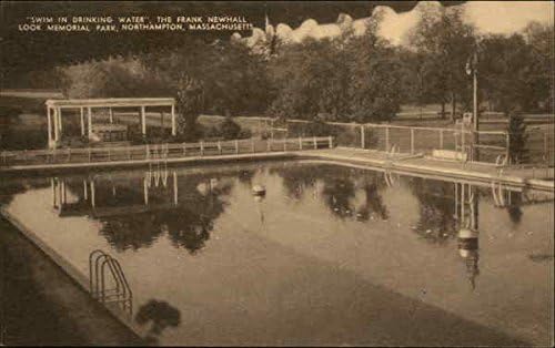 Nadar em água potável - o cartão postal de Frank Newhall Look Memorial Ma Original Antique
