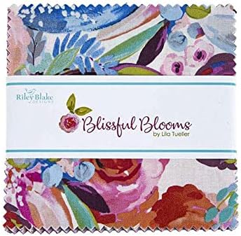 Blissful Blooms Riley Blake Stacker de 5 polegadas de Lila Tueller, 42 quadrados de colcha de tecido prévio, 5 polegadas