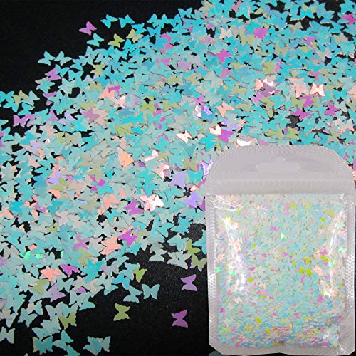 40G Iridescente Butterfly Glitter Floks Blue White Holography Purple Confetti lantejas Crats Acessórios Decoração de arte na unha