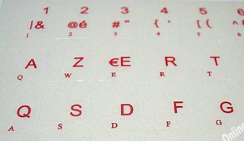 Adesivo de teclado belga holandês letras vermelhas em fundo transparente