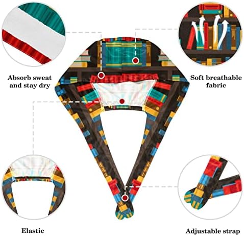 Caps cirúrgicos ajustáveis ​​enfermagem, boné de trabalho com anéis de cabelo de borbole