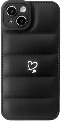 A capa de Puffer para iPhone 13 com moderno adorável coração branco - North Puffy Down Jacket Touch & Back Face Shocksoof Camera