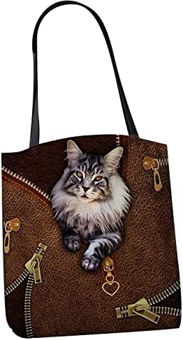 Sem couro Maine Coon Cat Saco de Tote Maine Coon Pet Animal Bolsa