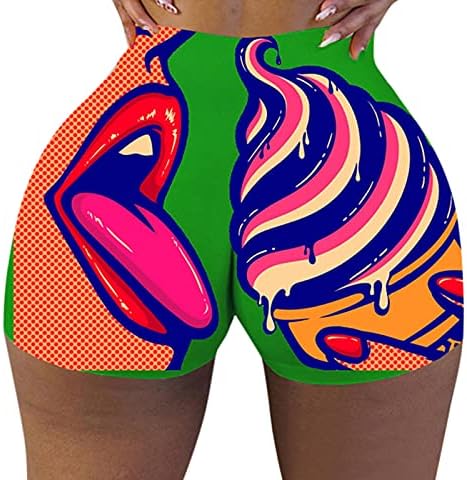 Newsite Feminino Sexy High Wistide Scort Shorts Print Butt Lifting de ioga atlética Pants curtas