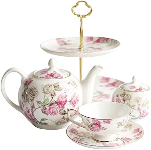 Xiulaiq xícara de chá conjunto de chá de chá rosa copo de chá de creamer tigela de açúcar tigela de fruta conjunto de