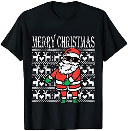 Camiseta para homens Camisas de manga curta Impressão de Natal engraçada Tops de blusa de pulverização de camisetas magras