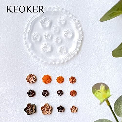 Moldes de argila de polímero de flor Keoker - 4 PCs Flores e moldes de argila de polímero de folhas para fabricação de jóias,