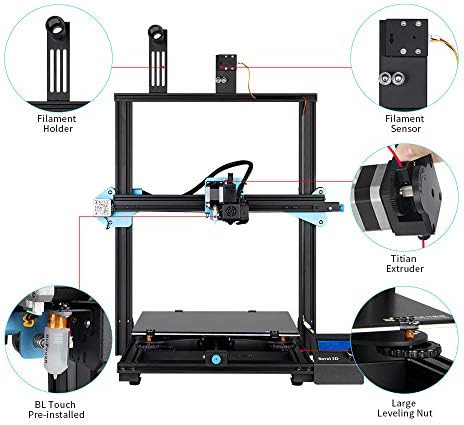 Impressora 3D SOVOL SV03, impressora FDM de tamanho maior atualizada com extrusora de acionamento direto e 3D Touch & Marlin TMC2208 Silent Board & Glass Bed, 350 x 350 x 400 mm