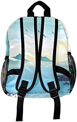 Mochila VBFOFBV para mulheres Laptop Backpack Back de viagens Casual, paisagem de desenho animado do farol oceano