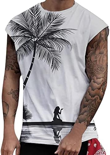 BMISEGM Verão Grandes e altos camisas para homens de tanques casuais masculinos Beach Hawaiians Boho Print Slaves Longa