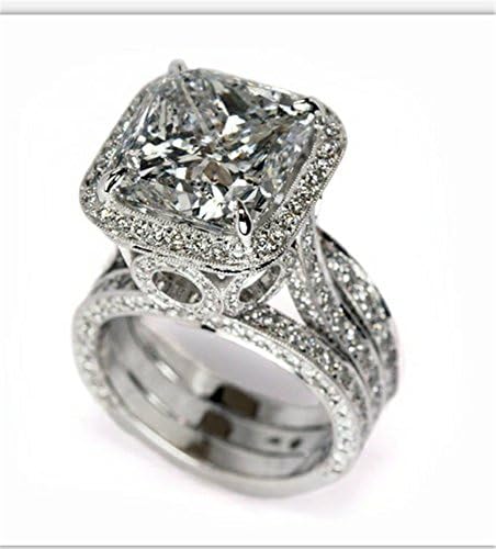 Wassana Women Jewelry 925 Silver Ring enorme Topázio branco Tamanho do casamento 6-10