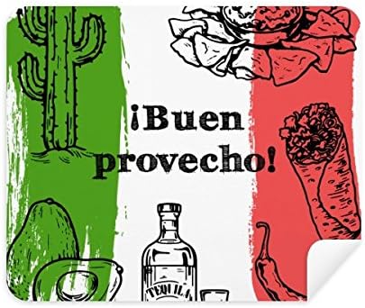 México Sketch Cuisine Flag redond Cactus Limpeza de pano Clearner 2pcs Camurça tecido