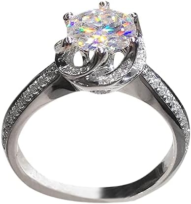 Anel de casamento feminino conjunta prata seis shinestone anéis mulheres moda moda full diaml zircon ring ladies jóias