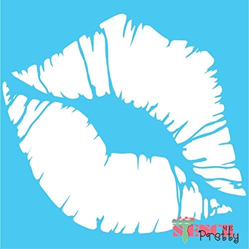 Solo de beijo de beijo - Decoração de lábios DIY Melhores estênceis de vinil grandes para pintar em madeira, tela, parede, etc. -Multipack | Material de cor azul brilhante