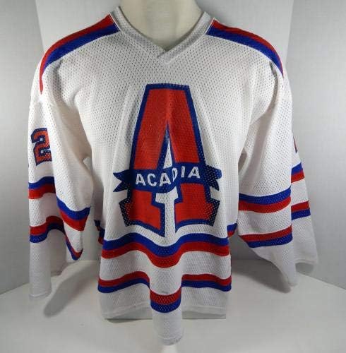 1990-94 Acadia Axeman Milan Dragicevic 22 Game usado Jersey White - Game usado NHL Jerseys