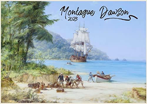 2023 Calendário de parede [12 páginas 8 x12] Ocean Marine Sailship Pirates por Montague Dawson Vintage Poster