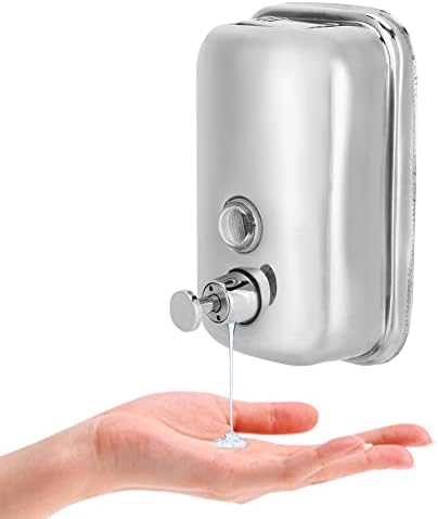 Dispensador de sabão montado na parede dispensador de sabão líquido manualmente, dispensador de shampoo de parede de aço inoxidável