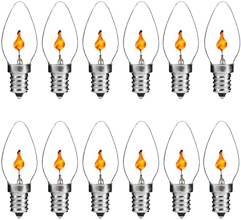 Iluminação lxcom 12 pacote c7 flicker chama lâmpada 3w lâmpada de chama lâmpada e12 lâmpadas de pista de velas lâmpadas lâmpadas de