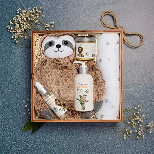 New Baby Keepsake Gift Box - Night Night com preguiça de bebê, cuidados com a pele natural e hipoalergênica e algodão orgânico,