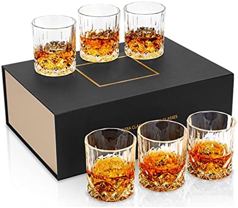 Xjjzs whisky óculos Conjunto de 6,10 onças/300 ml de vidro de cristal à moda antiga para acessórios de cozinha de