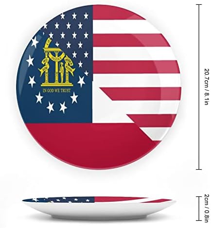 American e Georgia State Bandeira Bandeira China Placas decorativas Round Placas de cerâmica Artesanato com exibição Decoração