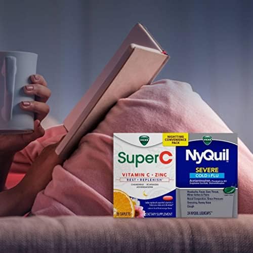 Pacote de conveniência Nyquil e Super C de Vicks: Nyquil Medicina severa para resistência máxima a resfriamento e alívio da gripe,