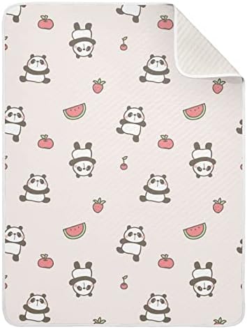 Cobertor de panda manta de algodão urso para bebês, recebendo cobertor, cobertor leve e macio para berço, carrinho, cobertores de berçário, frutas, 30x40 in, rosa
