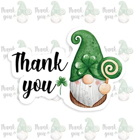 200 PCs Obrigado Gnome Patrick's Day Adtenhor, Shamrock Lucky Clover Envelopes adesivos para produtos artesanais/sacos pacotes comerciais, tema do dia de Patrick Small Shop Business Stickers para envelopes focas