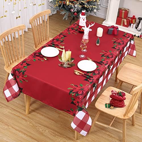 Retângulo de toalha de mesa de natal Caromio 60x84 polegadas, férias à prova d'água de fábrica de cozinha de cozinha de cozinha decorações de mesa de natal para festa de jantar em casa, toalha de mesa oblonga de búfalo para externo interno