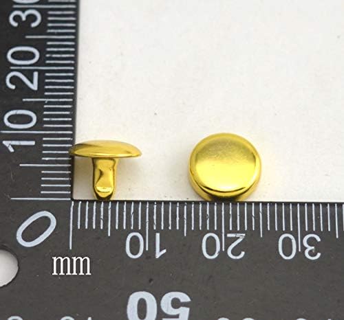 Wuuycoky Golden Double Cap Plan Rivet Chessman Metal Studs Cap 8mm e pacote de 6 mm de 200 conjuntos