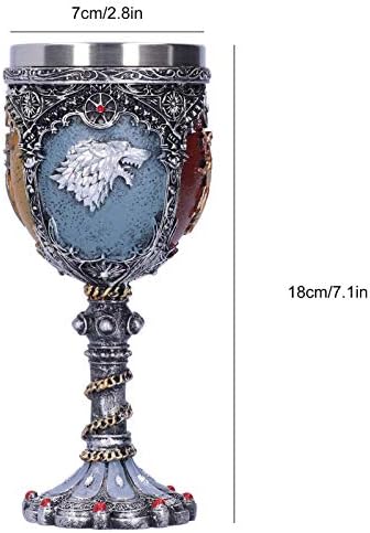 Gaeirt Stainless Steel Wolf Chalice, 7,1x2.8inCh Chalice Cálice Medieval Wine Chalice Game of Thrones caneca bebendo uísque Copo Romântica Romântica Gótica Partem