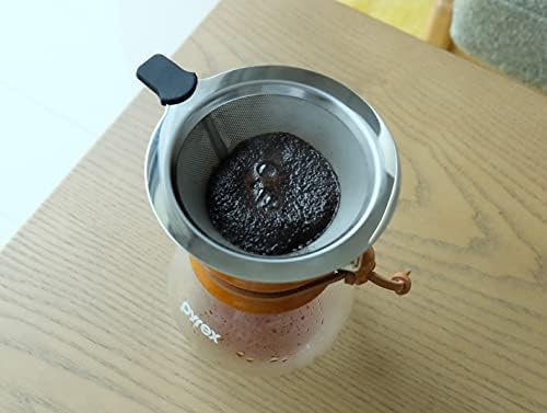 Pyrex CP-8535 servidor de café, 13,5 fl oz, filtro de aço inoxidável natural, incluído