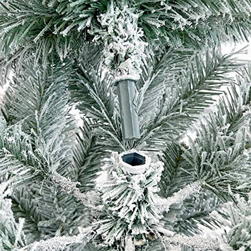 Pinefields reunidos em árvore de Natal 6 pés, árvore de Natal artificial com neve, árvore de Natal em PVC, dobradiça, base de metal