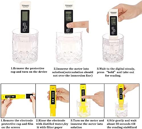 Yiwango Precise 4 em 1 pH medidor, teste de qualidade digital TEST TDS TEMPERATURA PH CE com alta precisão e exibição de LCD, detector de qualidade de qualidade da qualidade da água