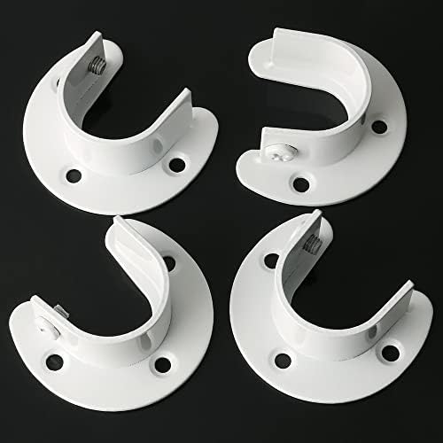 Alise de 1 polegada DIA SHOW Closet Rod Setor de suporte do flange suportes de soquete, aço inoxidável branco 4 pcs