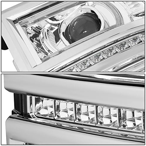 Dinastia Auto LED DRL + U Tubo Projector CHROME HABITAÇÃO CLARO CLARO Lâmpadas de farol compatíveis com Chevy Silverado 1500