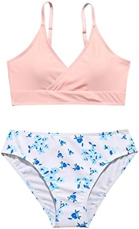 Romwe Gril's Floral Print Bikini Bathing Suit de maiô sem fio 2 peças