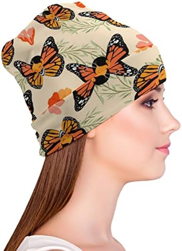 Baikutouan Butterfly Girl Print Feanie Hats for Men Mulheres com Capinha de Crânio de Design