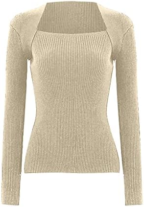 Suéteres femininos quentes de malha longa de malha comprida camiseta de camiseta de camiseta básica confortável camisetas simples para mulheres