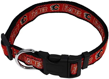 Pets First NHL Calgary Flames Collar for Dogs & Cats, Small. - Ajustável, fofo e elegante! O melhor colarinho de fãs de hóquei!